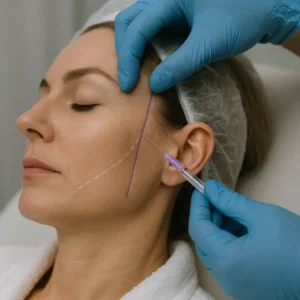 تصویر لیفت با نخ در کلینیک زیبایی دالیا؛ بالا کشیدن پوست و رفع افتادگی با دوره نقاهت کوتاه.